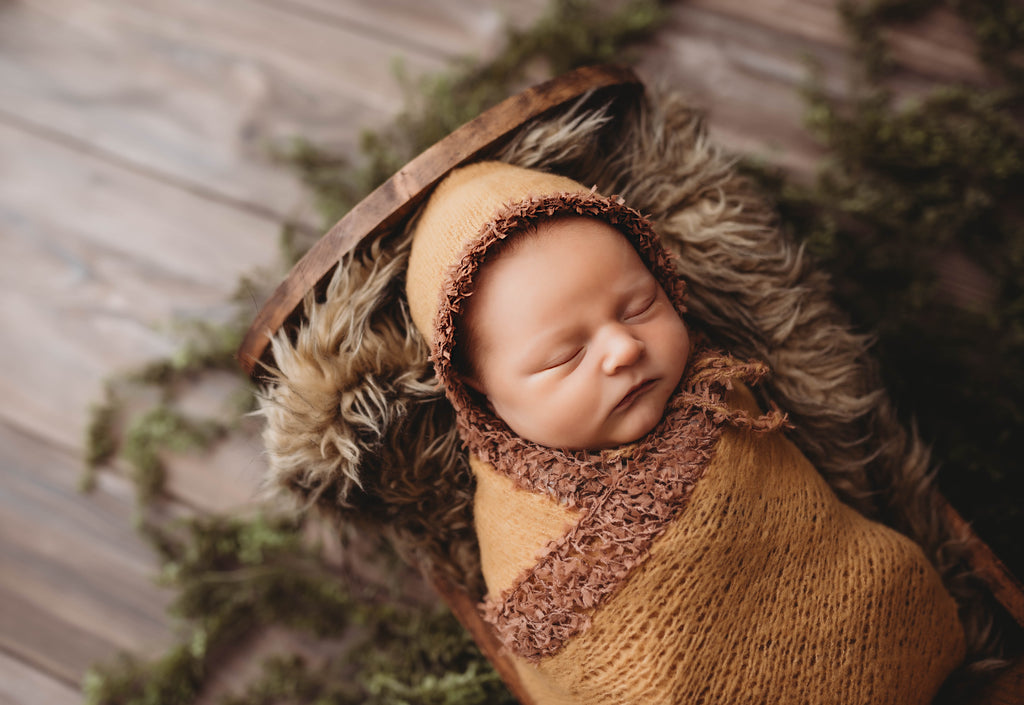 SET Fantasy Mohair Bonnet and Wrap - Light Brown