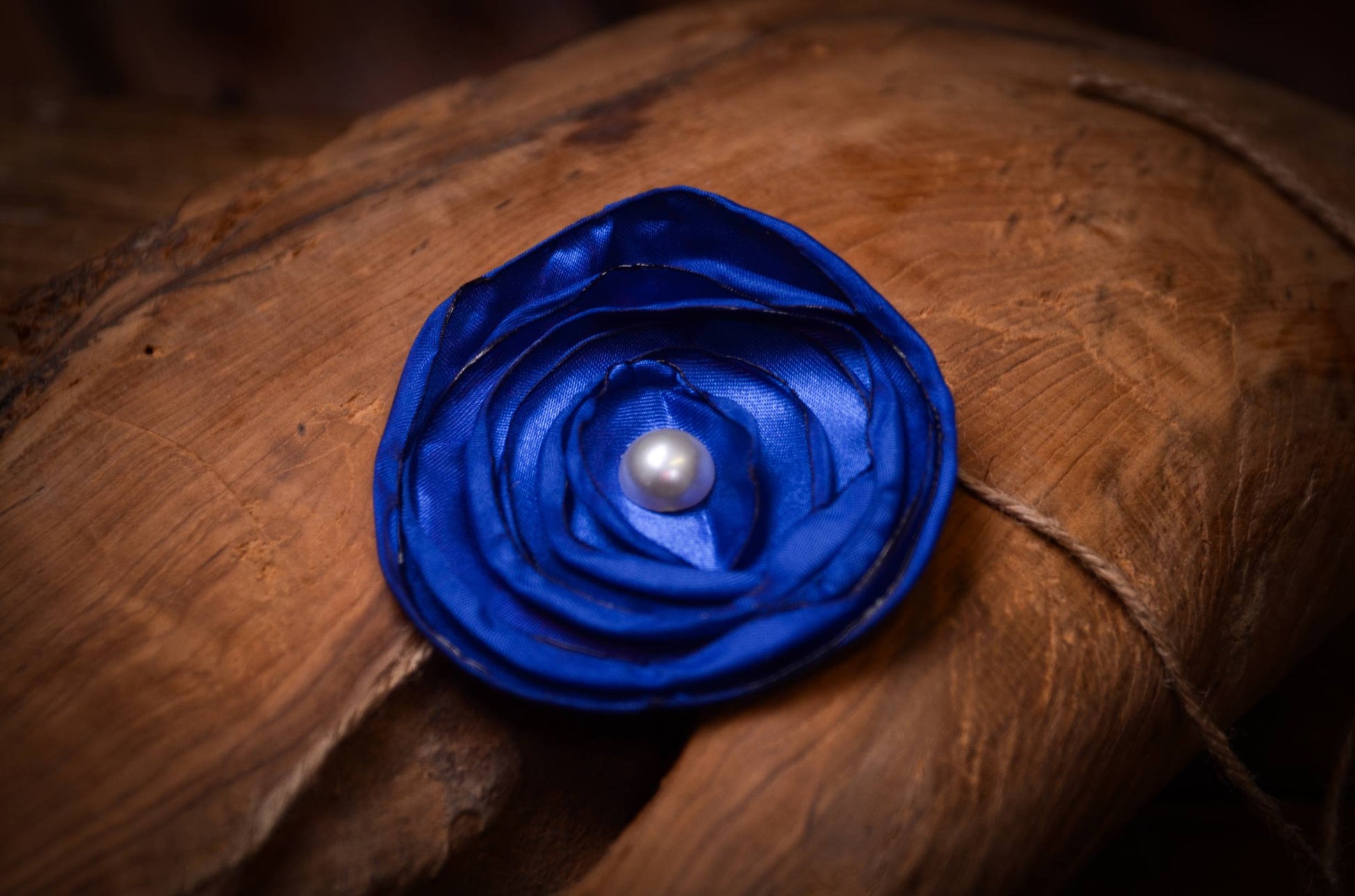Satin Flower Headband - Dark Blue-Newborn Photography Props