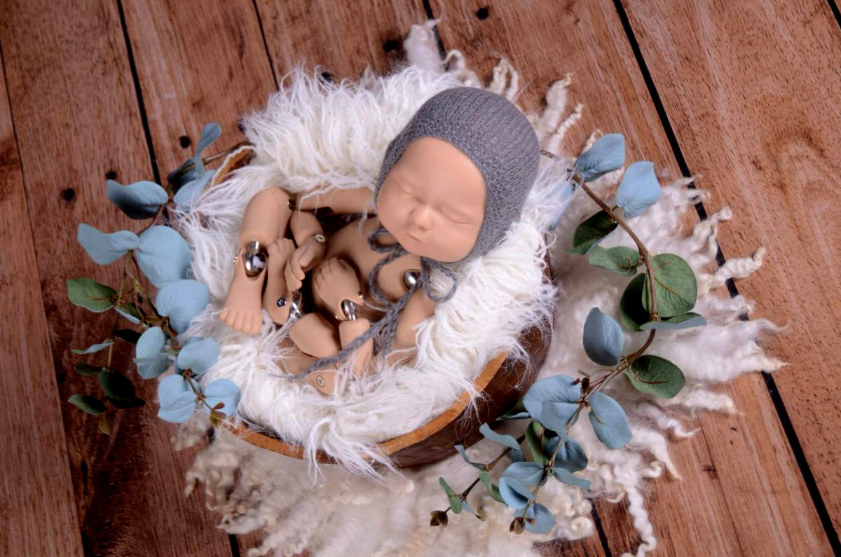 Mohair Bonnet - Smooth - Gray-Newborn Photography Props