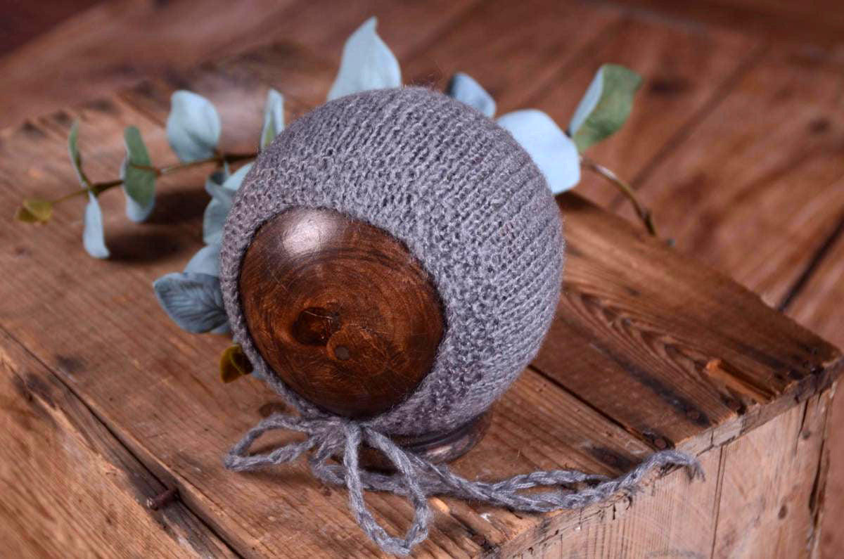 Mohair Bonnet - Smooth - Gray-Newborn Photography Props