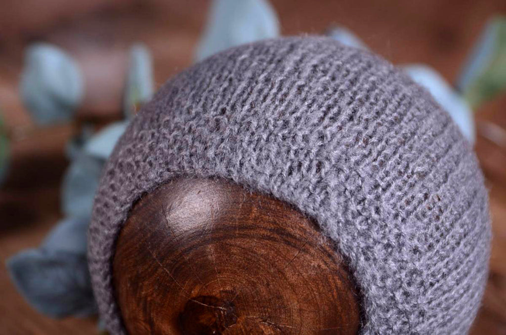 Mohair Bonnet - Smooth - Gray-Newborn Photography Props