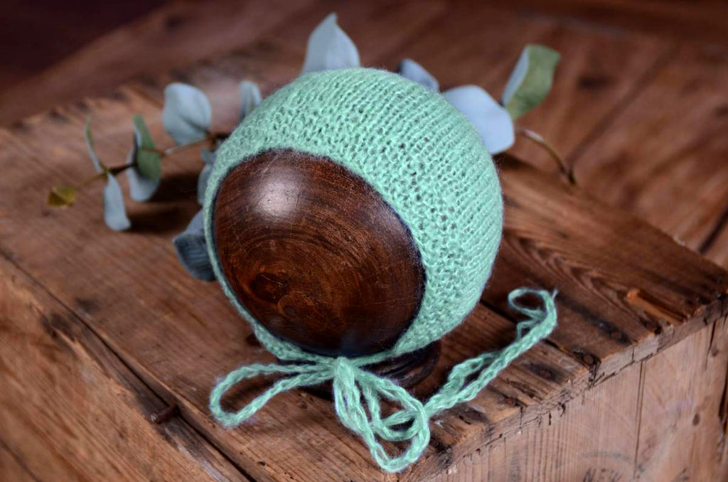 Mohair Bonnet - Smooth - Mint-Newborn Photography Props