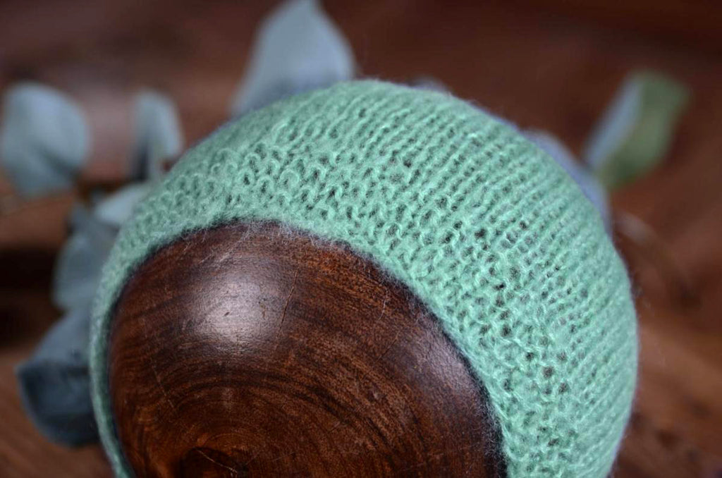 Mohair Bonnet - Smooth - Mint-Newborn Photography Props