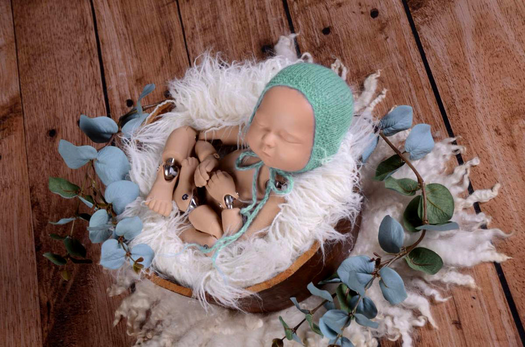 Mohair Bonnet - Smooth - Mint-Newborn Photography Props