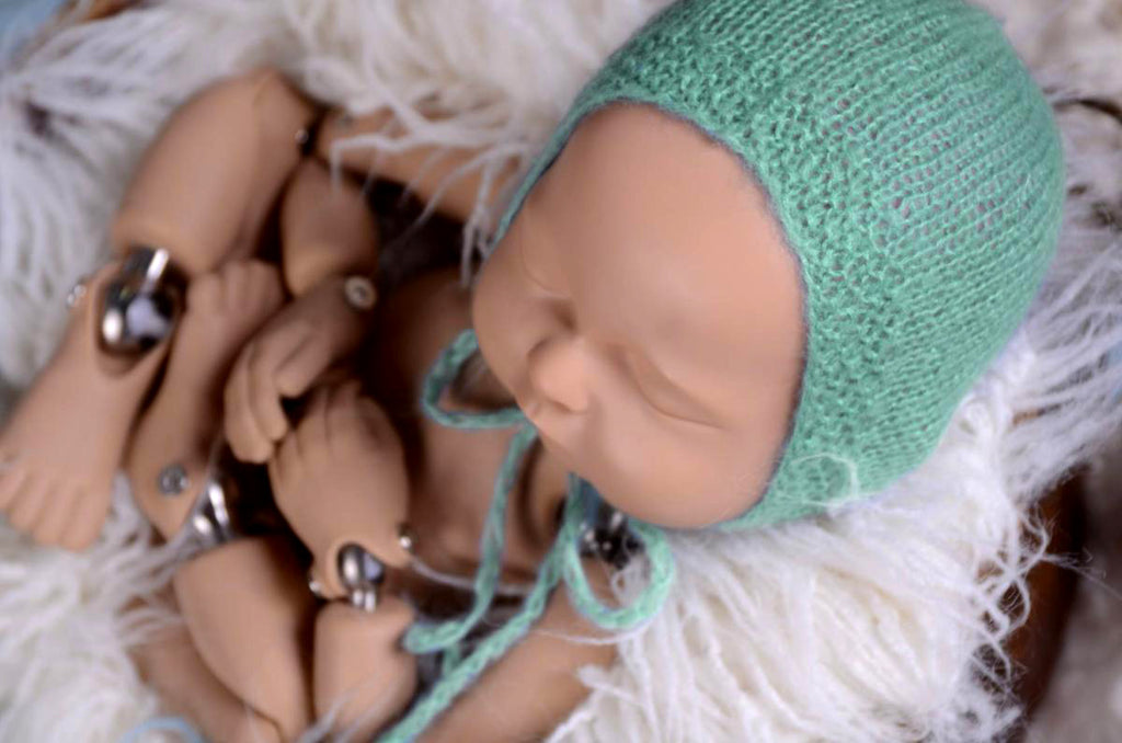 Mohair Bonnet - Smooth - Mint-Newborn Photography Props