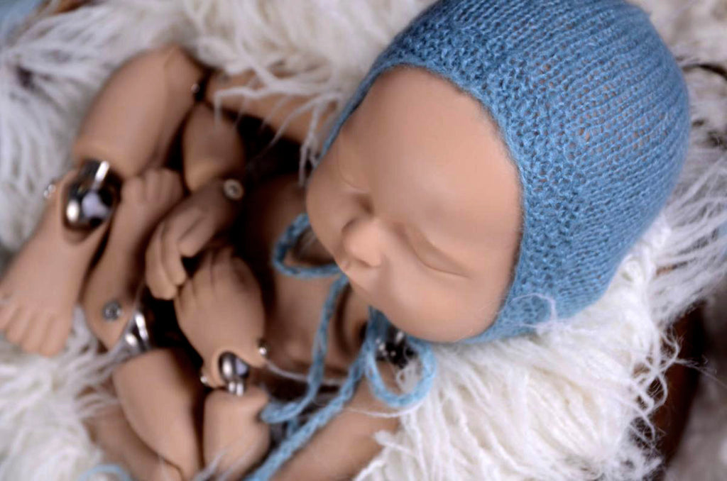 Mohair Bonnet - Smooth - Ocean-Newborn Photography Props