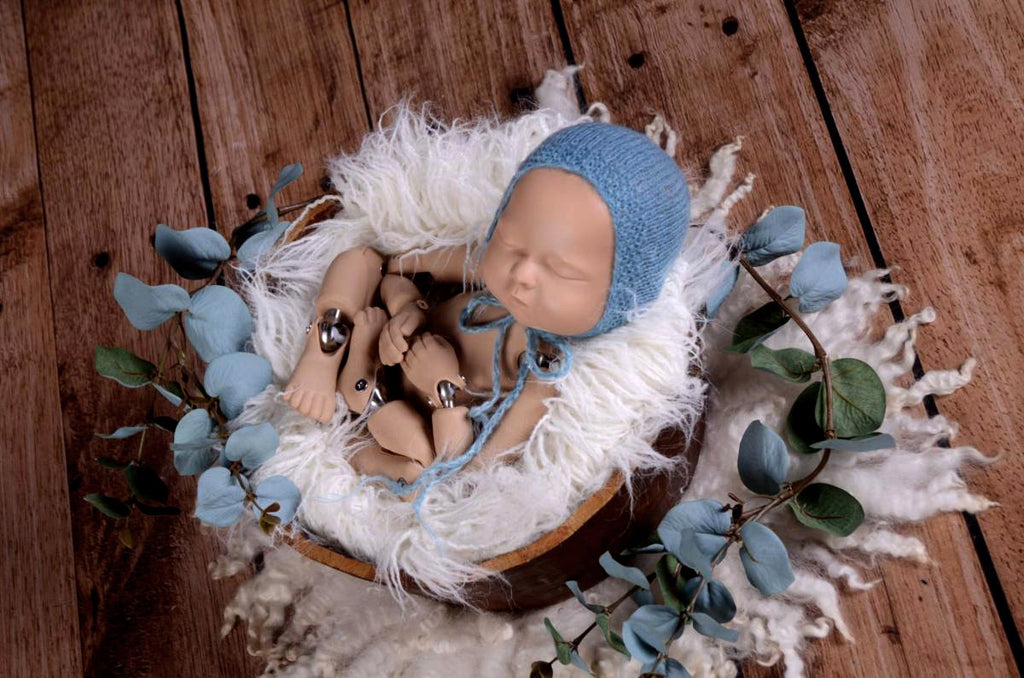 Mohair Bonnet - Smooth - Ocean-Newborn Photography Props