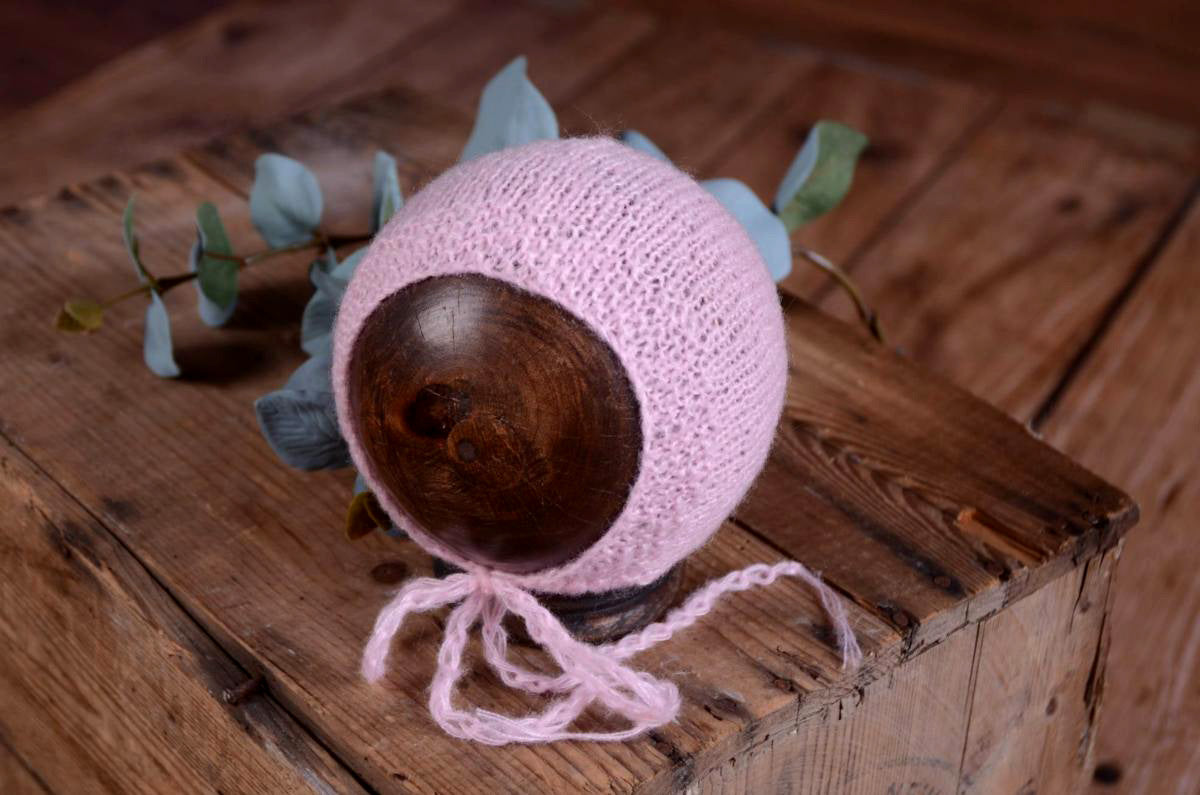 Mohair Bonnet - Smooth - Pink-Newborn Photography Props