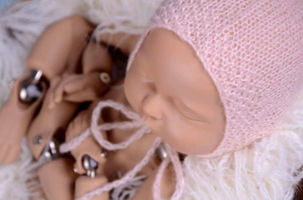 Mohair Bonnet - Smooth - Light Pink-Newborn Photography Props