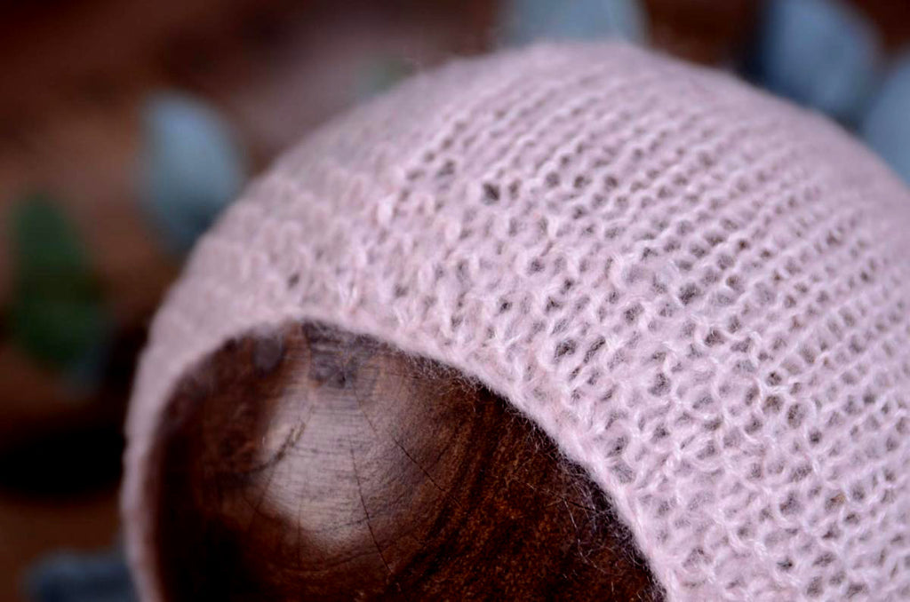 Mohair Bonnet - Smooth - Light Pink-Newborn Photography Props