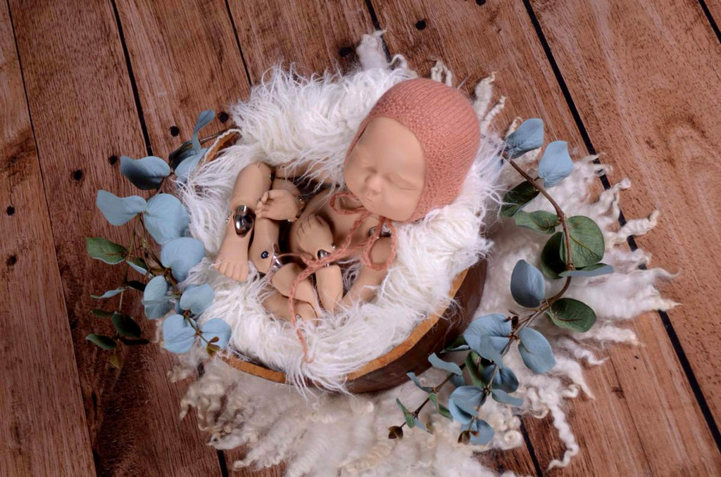 Mohair Bonnet - Smooth - Dusty Pink-Newborn Photography Props