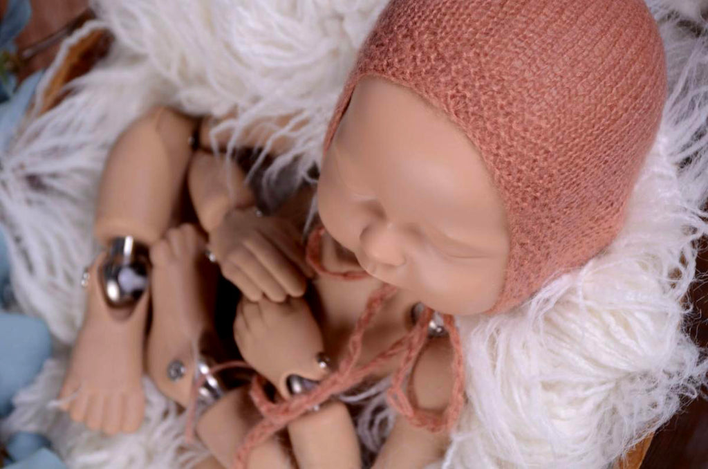 Mohair Bonnet - Smooth - Dusty Pink-Newborn Photography Props