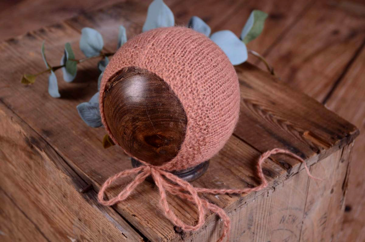 Mohair Bonnet - Smooth - Dusty Pink-Newborn Photography Props