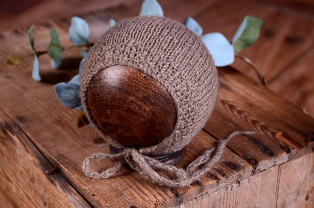 Mohair Bonnet - Smooth - Nut-Newborn Photography Props