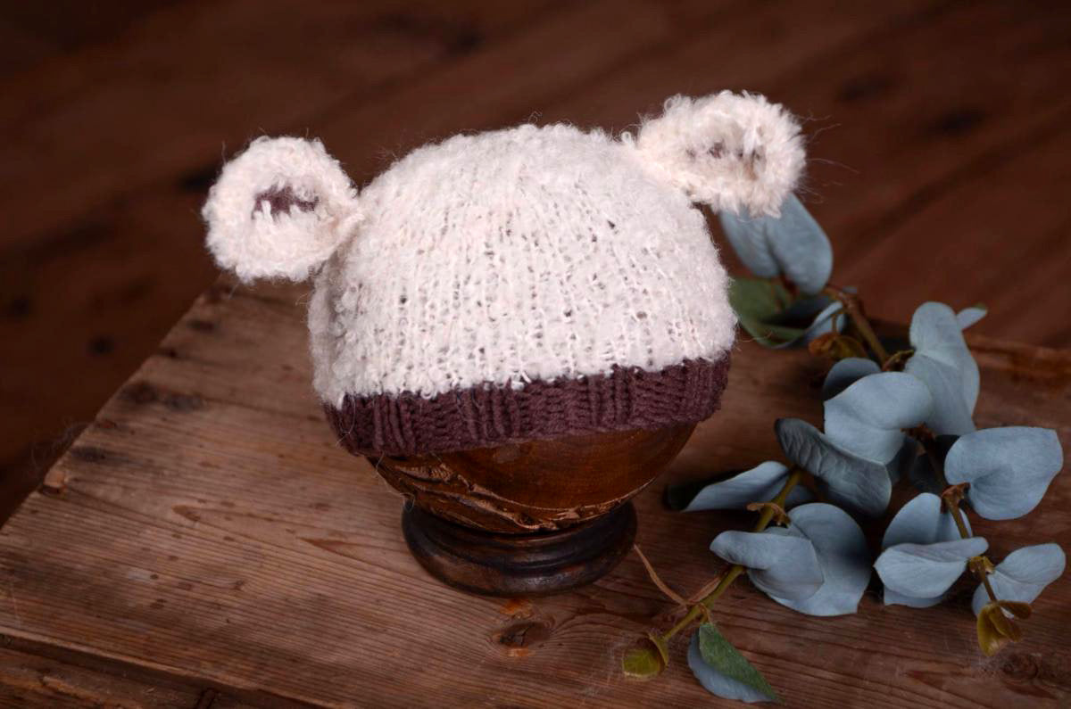 Sheep Hat - White and Brown-Newborn Photography Props
