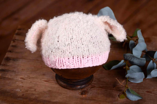 Sheep Hat - White and Pink-Newborn Photography Props