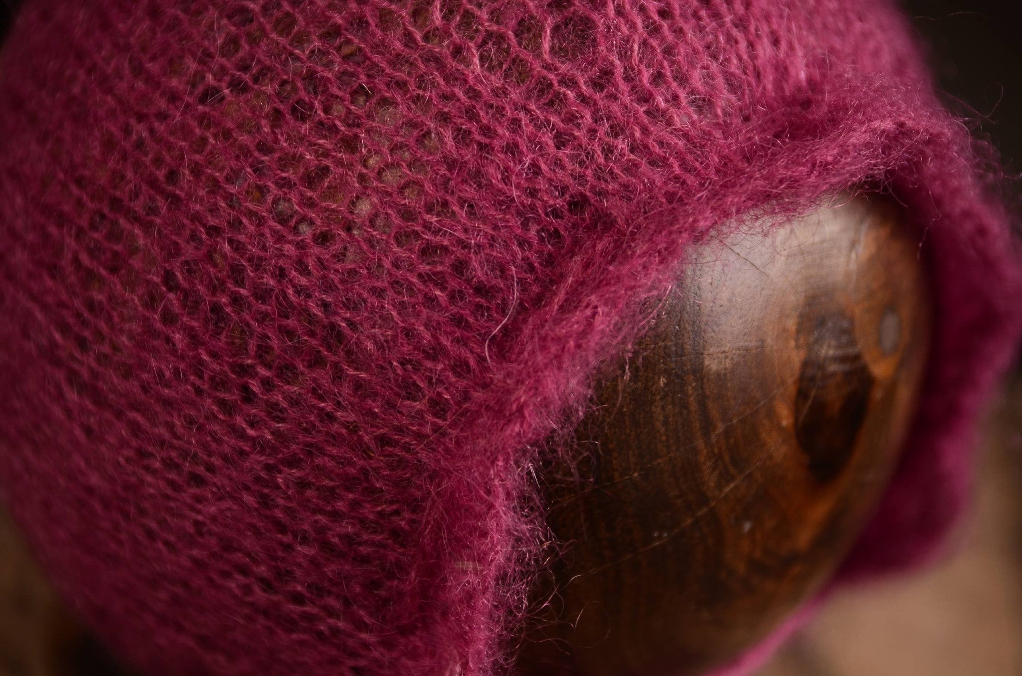 Adjustable Pointy Mohair Bonnet - Mauve-Newborn Photography Props