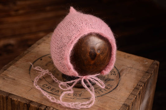 Adjustable Pointy Mohair Bonnet - Pink-Newborn Photography Props