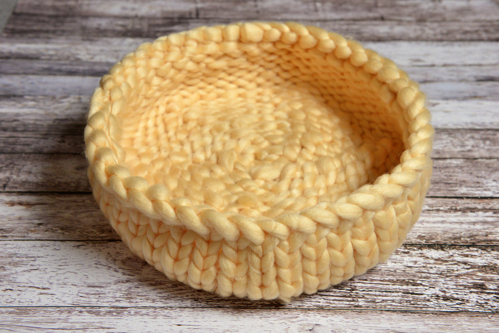 Knitted Thick Yarn Basket - Beige-Newborn Photography Props