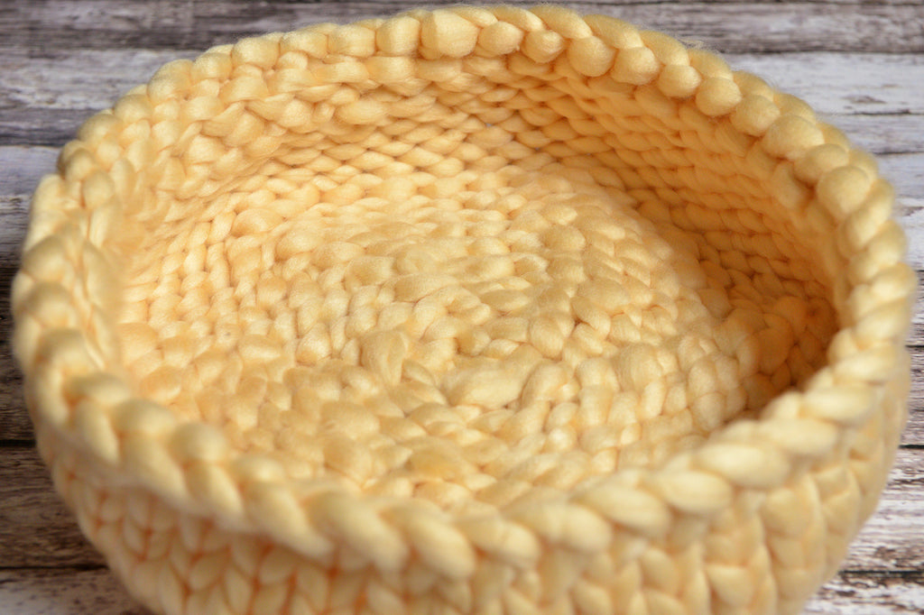 Knitted Thick Yarn Basket - Beige-Newborn Photography Props