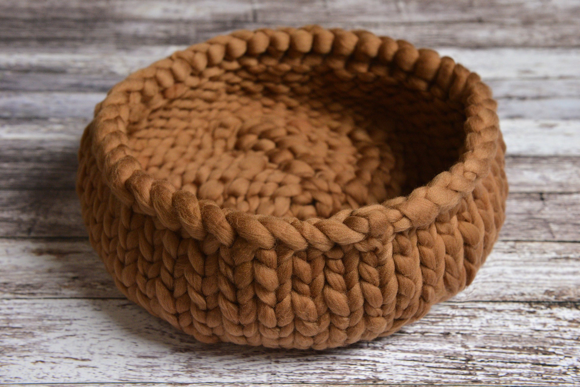 Knitted Thick Yarn Basket - Khaki-Newborn Photography Props