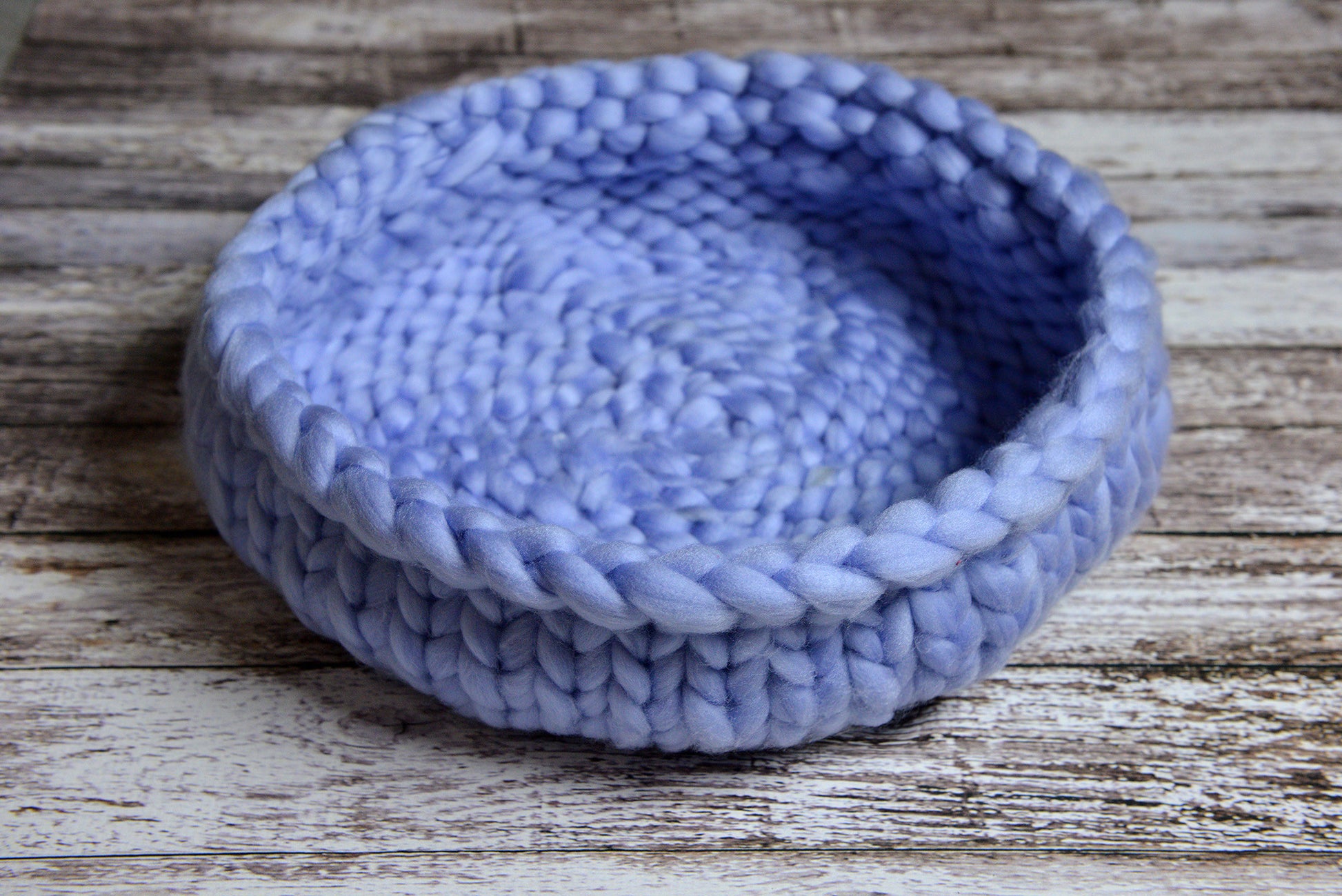 Knitted Thick Yarn Basket - Light Blue-Newborn Photography Props