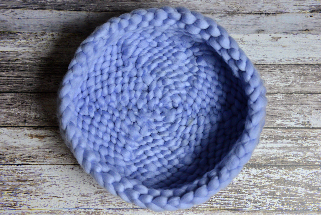 Knitted Thick Yarn Basket - Light Blue-Newborn Photography Props