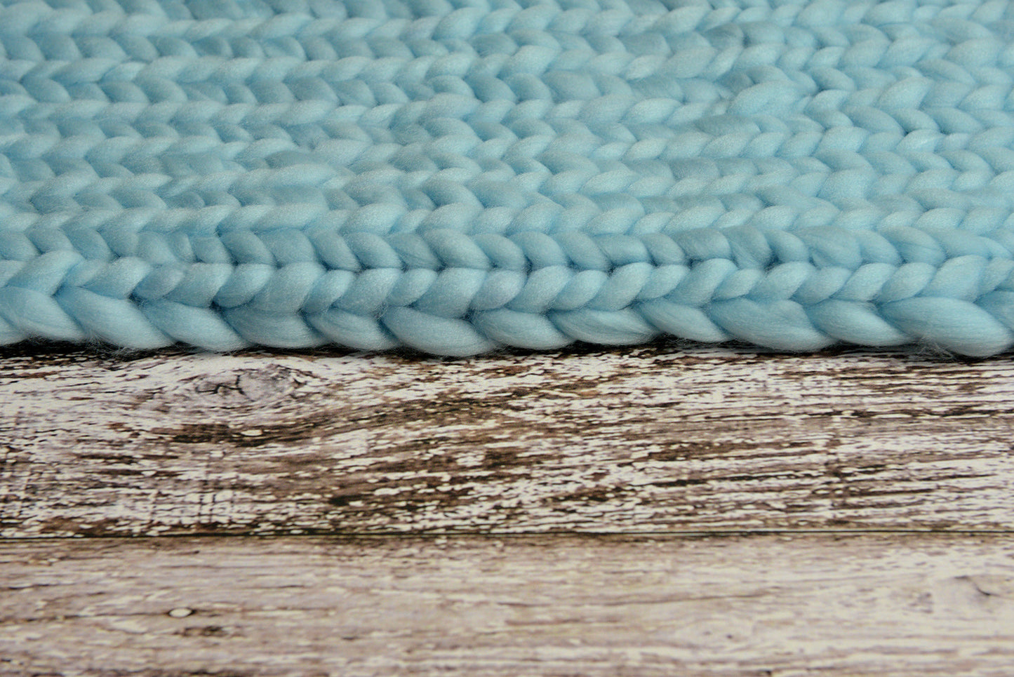 Knitted Thick Yarn Blanket - Aquamarine Blue-Newborn Photography Props