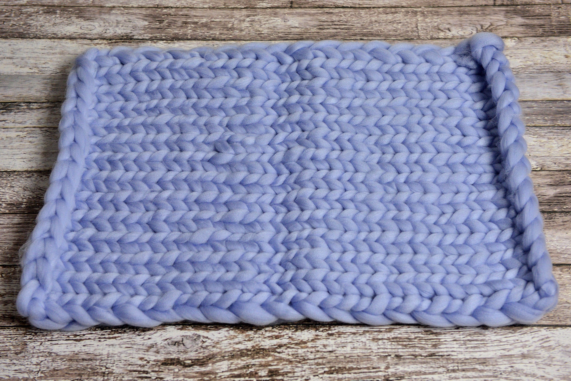 Knitted Thick Yarn Blanket - Light Blue-Newborn Photography Props