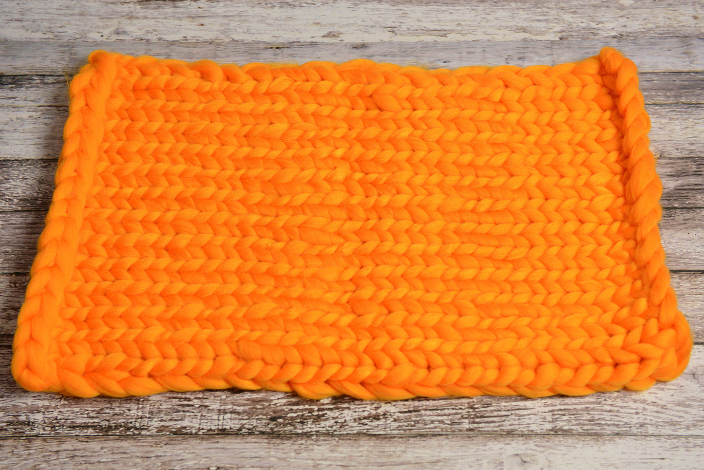 Knitted Thick Yarn Blanket - Orange-Newborn Photography Props