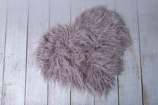 Mongolian Faux Fur - Heart Shaped - Dusty Lilac