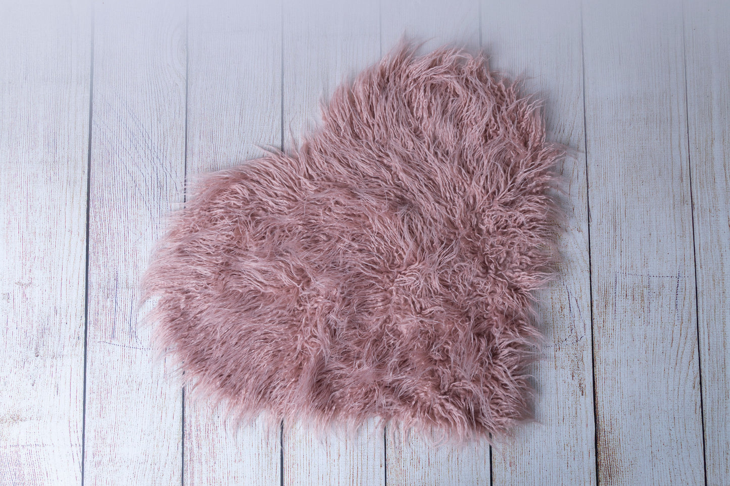 Mongolian Faux Fur - Heart Shaped - Soft Mauve