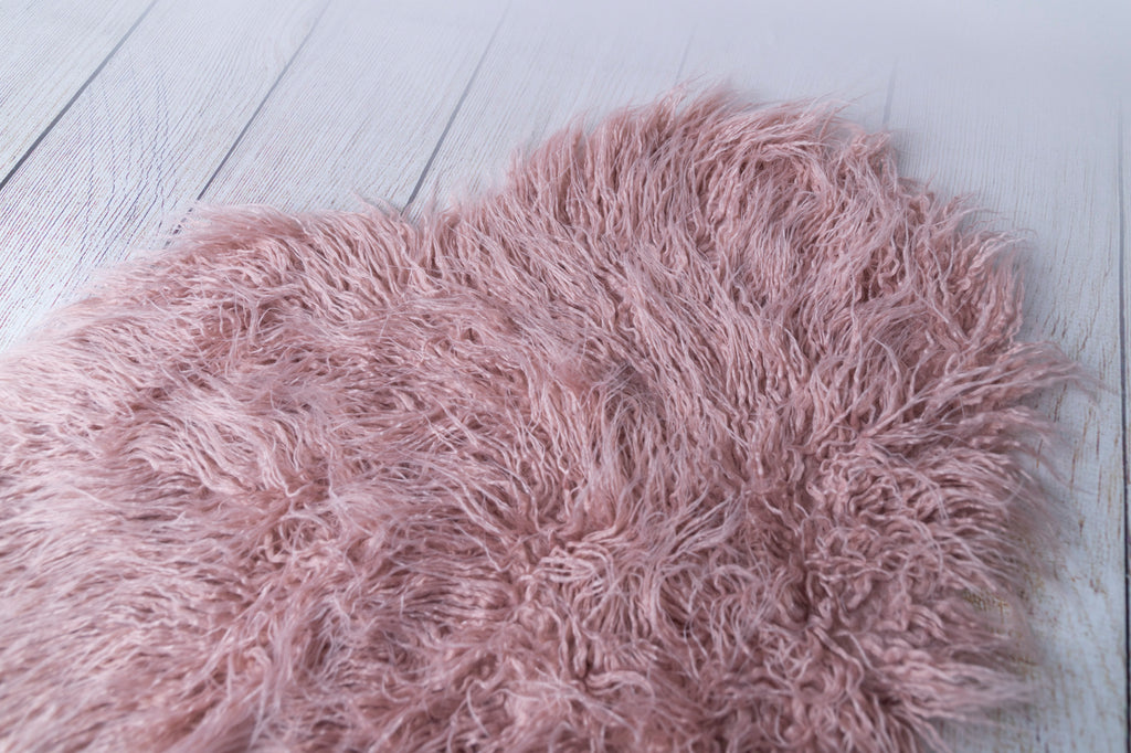 Mongolian Faux Fur - Heart Shaped - Soft Mauve