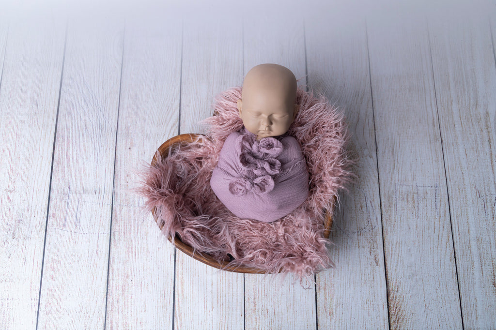 Mongolian Faux Fur - Heart Shaped - Soft Mauve