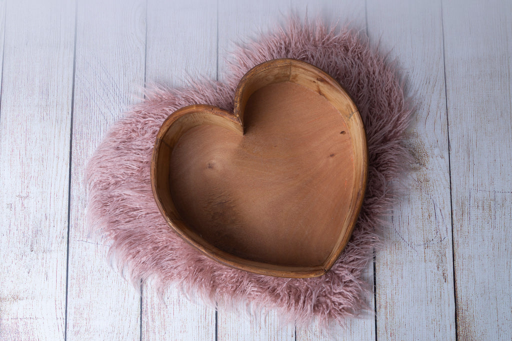 Mongolian Faux Fur - Heart Shaped - Soft Mauve