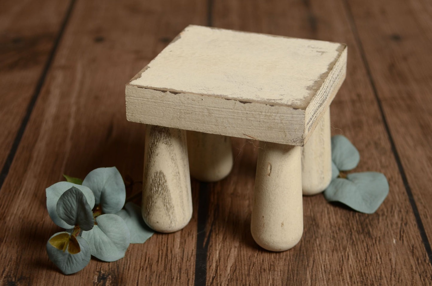 Rustic Square End Table - White