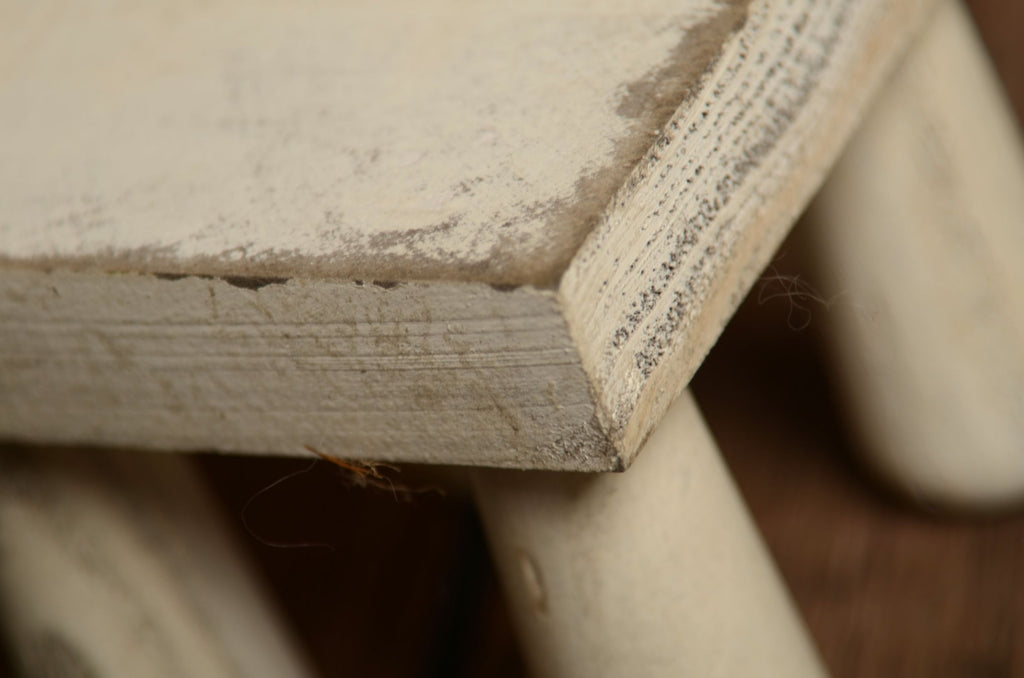Rustic Square End Table - White