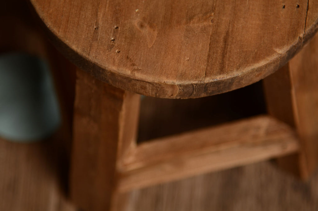 Rustic Round End Table - Brown