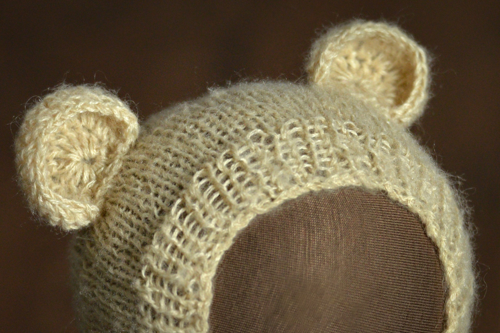 Mohair Bear Bonnet - Beige-Newborn Photography Props