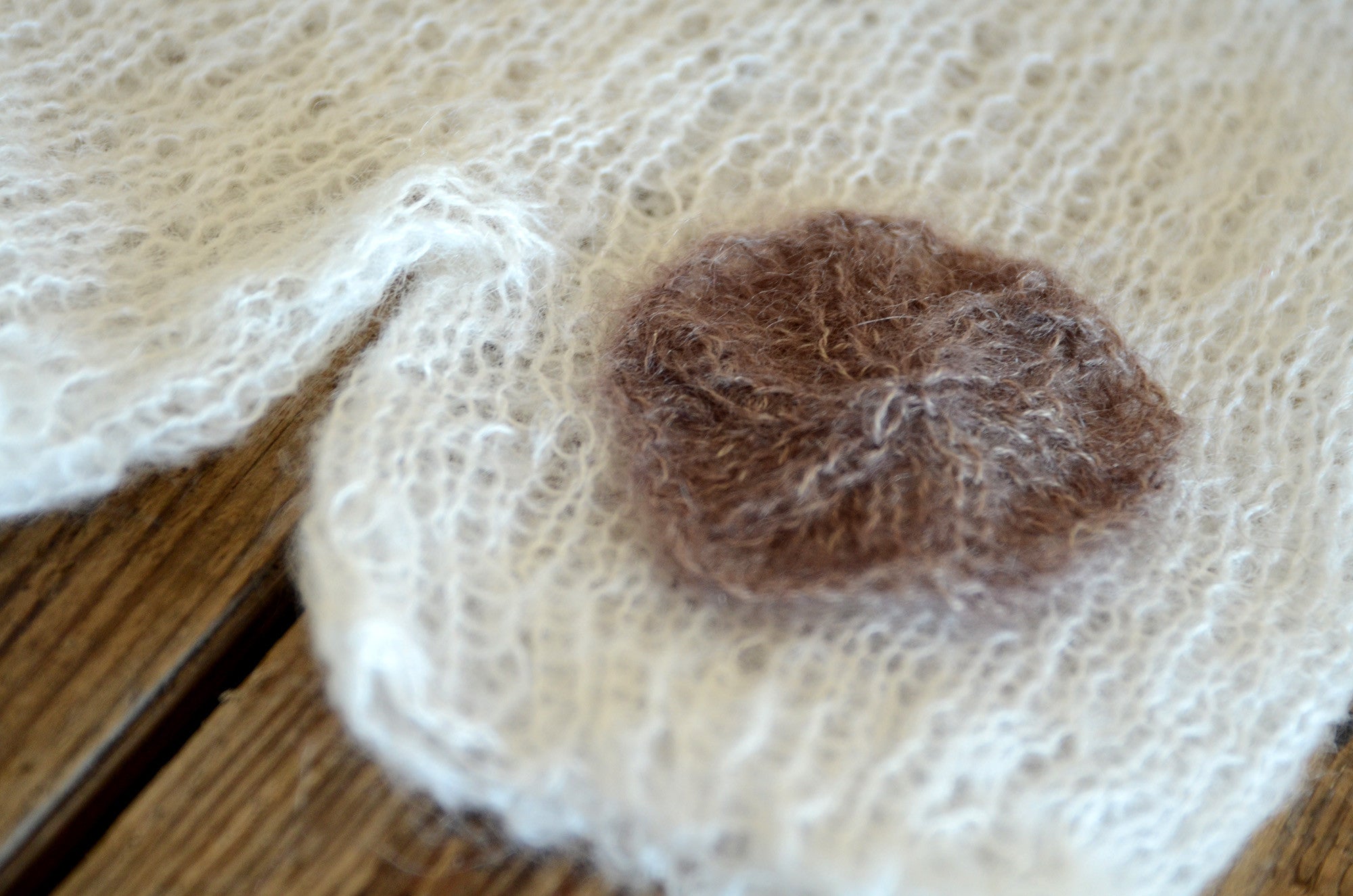 Mohair Overall with Patch and Buttons - Milk White-Newborn Photography Props