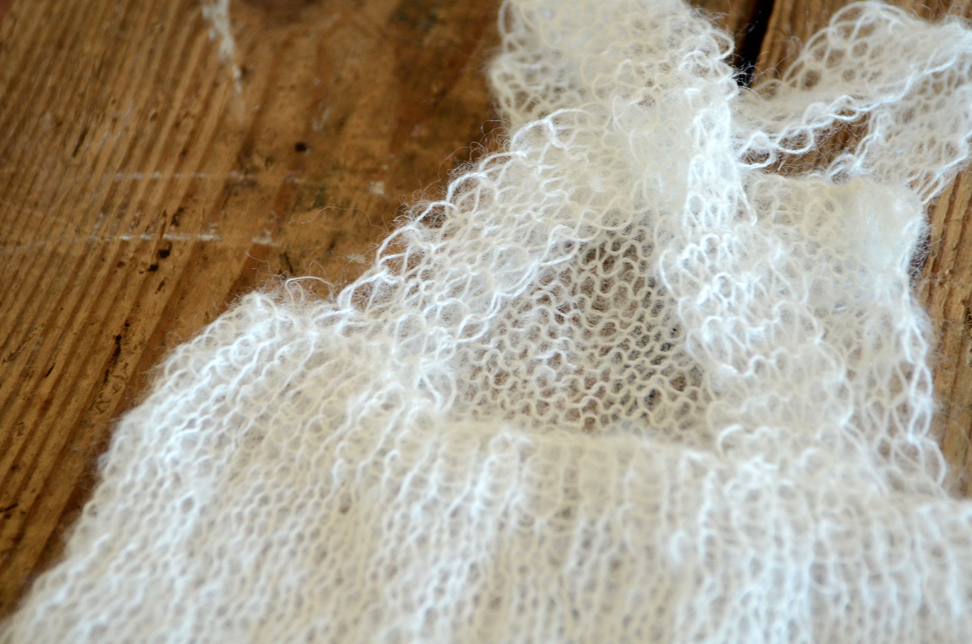 Mohair Overall with Patch and Buttons - Milk White-Newborn Photography Props