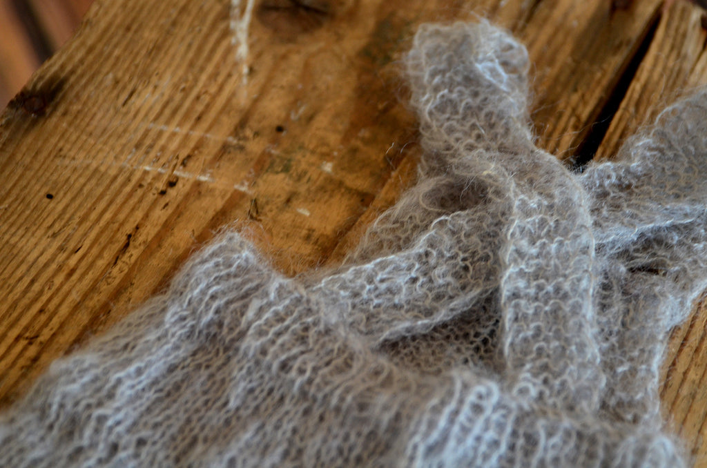 Mohair Overall with Patch and Buttons - Silver-Newborn Photography Props