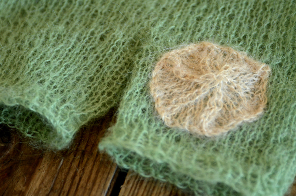 Mohair Overall with Patch and Buttons - Sage-Newborn Photography Props