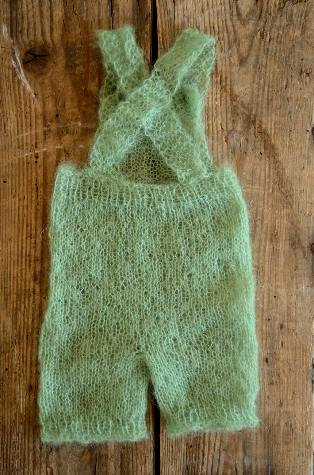 Mohair Overall with Patch and Buttons - Sage-Newborn Photography Props