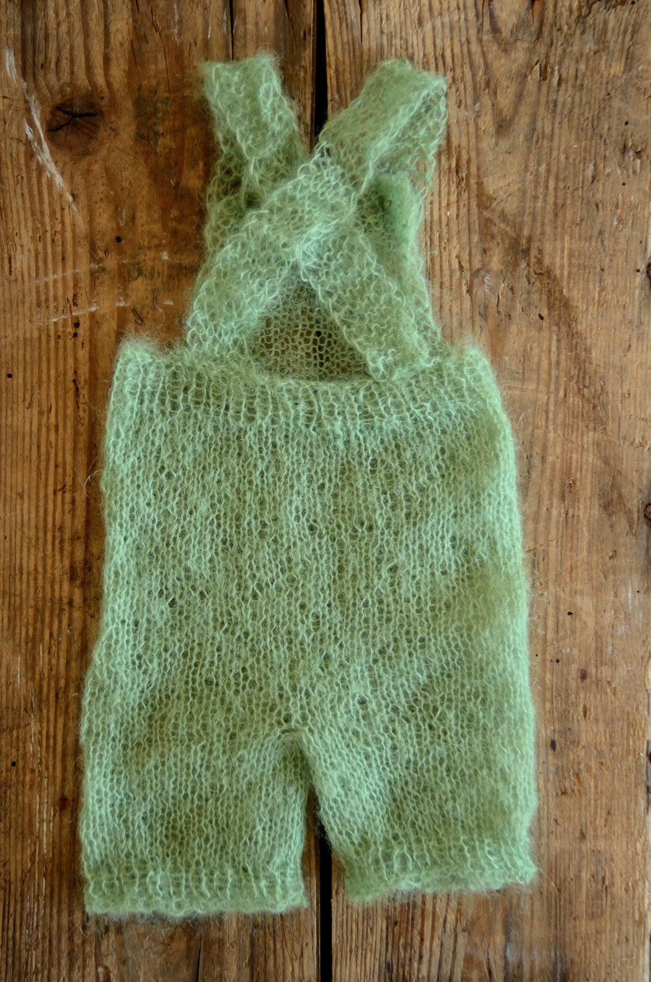 Mohair Overall with Patch and Buttons - Sage-Newborn Photography Props