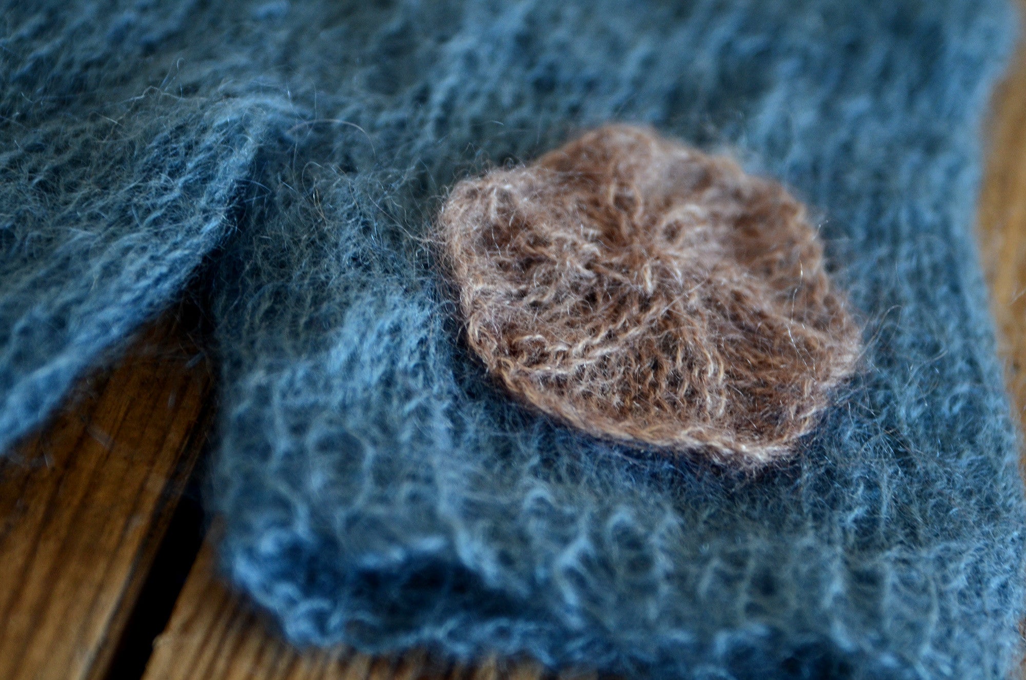 Mohair Overall with Patch and Buttons - Steel Blue-Newborn Photography Props
