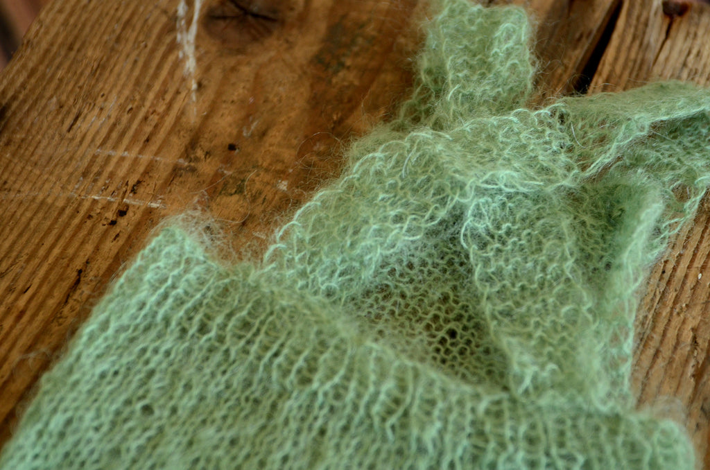 Mohair Overall with Patch and Buttons - Sage-Newborn Photography Props