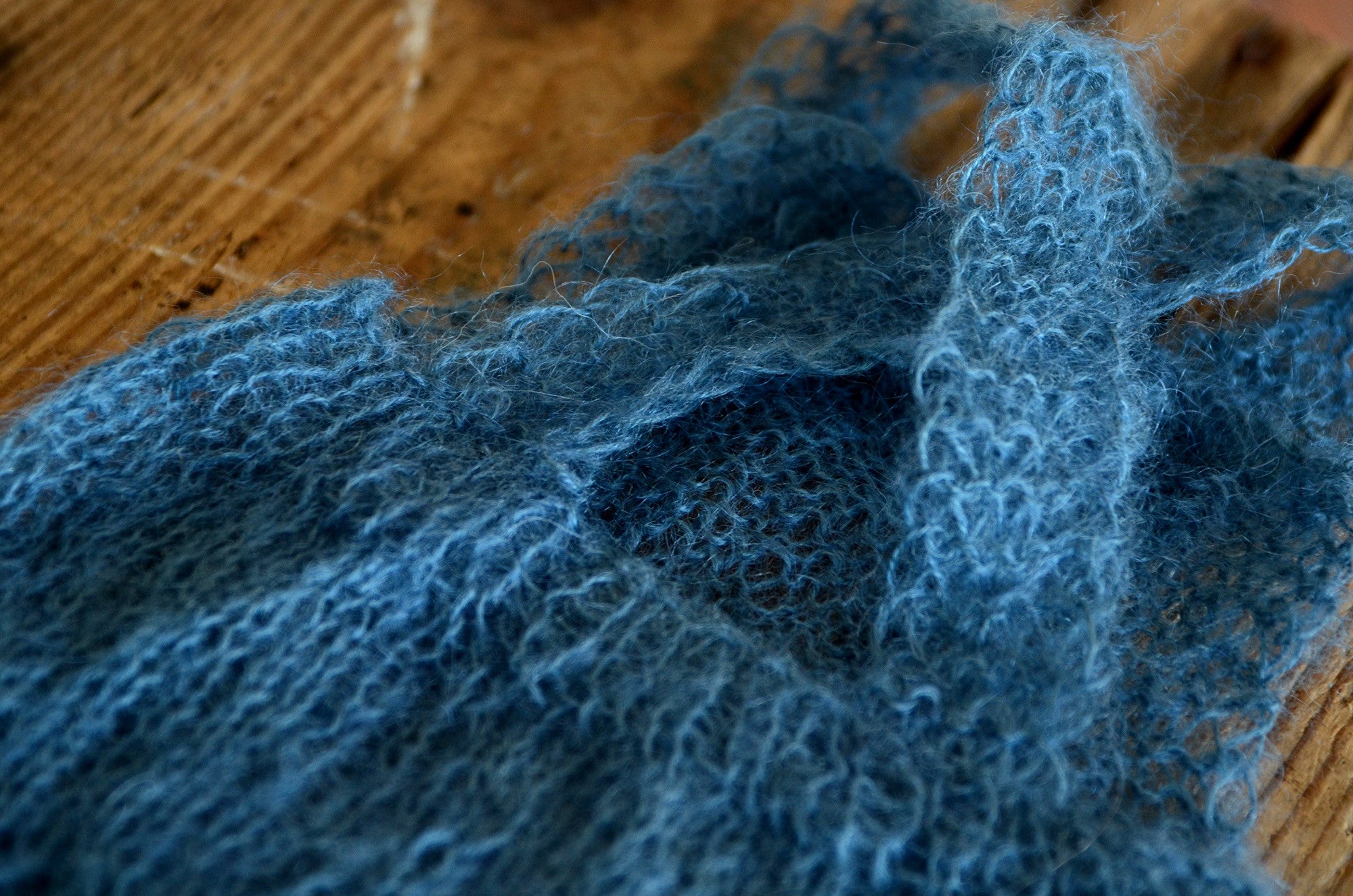 Mohair Overall with Patch and Buttons - Steel Blue-Newborn Photography Props