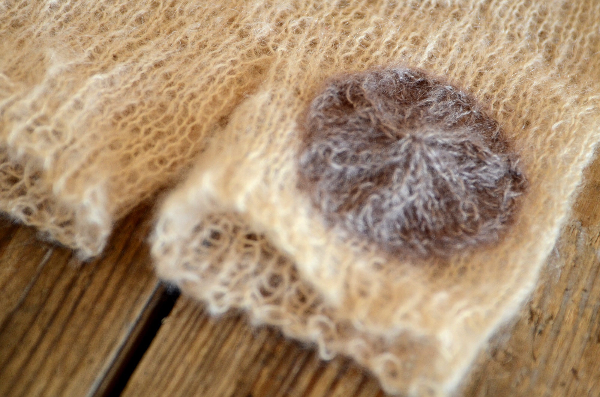 Mohair Overall with Patch and Buttons - Beige-Newborn Photography Props