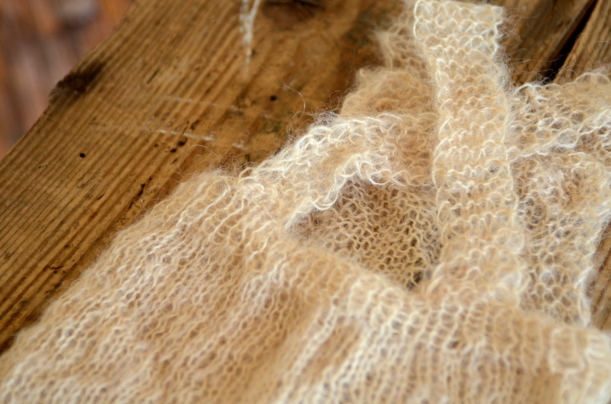 Mohair Overall with Patch and Buttons - Beige-Newborn Photography Props